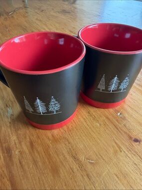 Red & Black Holiday Tree Ceramic Mugs *2 for the price of 1*